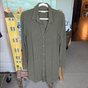 Faherty Olive Green Long-Sleeve Shirt Dress